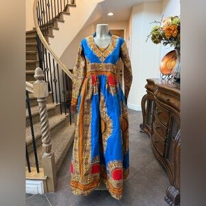 ADINKRA EXPO – Made in Ghana – Authentic Ankara / Dashiki Print Maxi Dress